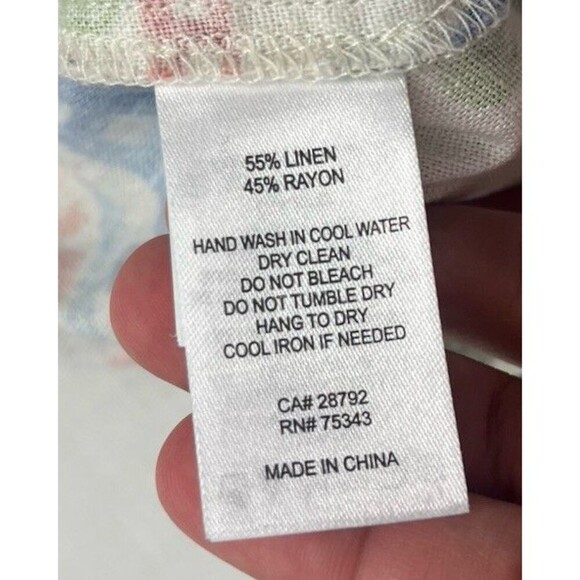 Rachel Zoe Linen Pants Women’s Size M Wide Leg Colorful Tropical Fruit Beach - Picture 5 of 6